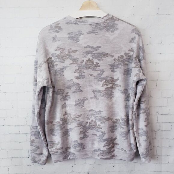 Athleta Pure Luxe Printed Sweatshirt Camo Gray Size XS Nirvana Fabric Soft Cozy - Picture 5 of 9